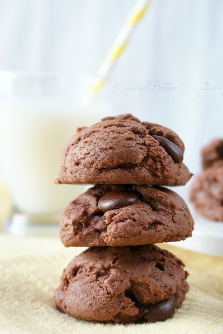 These Double Chocolate Chip Pudding Cookies have a slightly crisp outer shell and are chewy and gooey on the inside almost like a brownie. Pull the first batch out of the oven in 30 minutes!