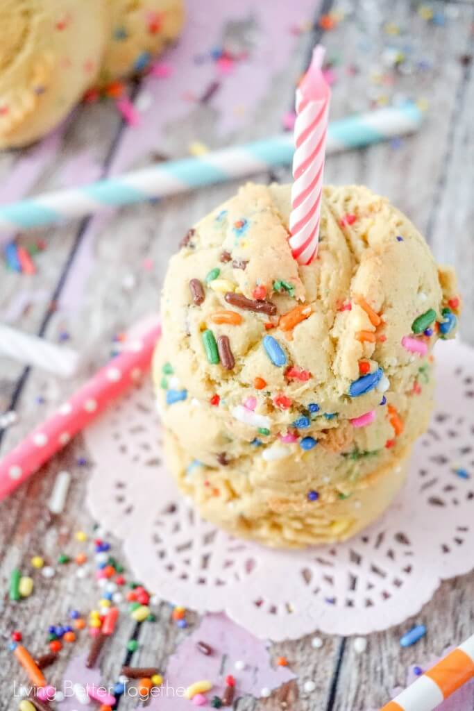 These Birthday Cake Pudding Cookies are sweet, chewy and loaded up with sprinkles. Tempting vanilla makes them the perfect alternative to cake, or you know, have both! I did!