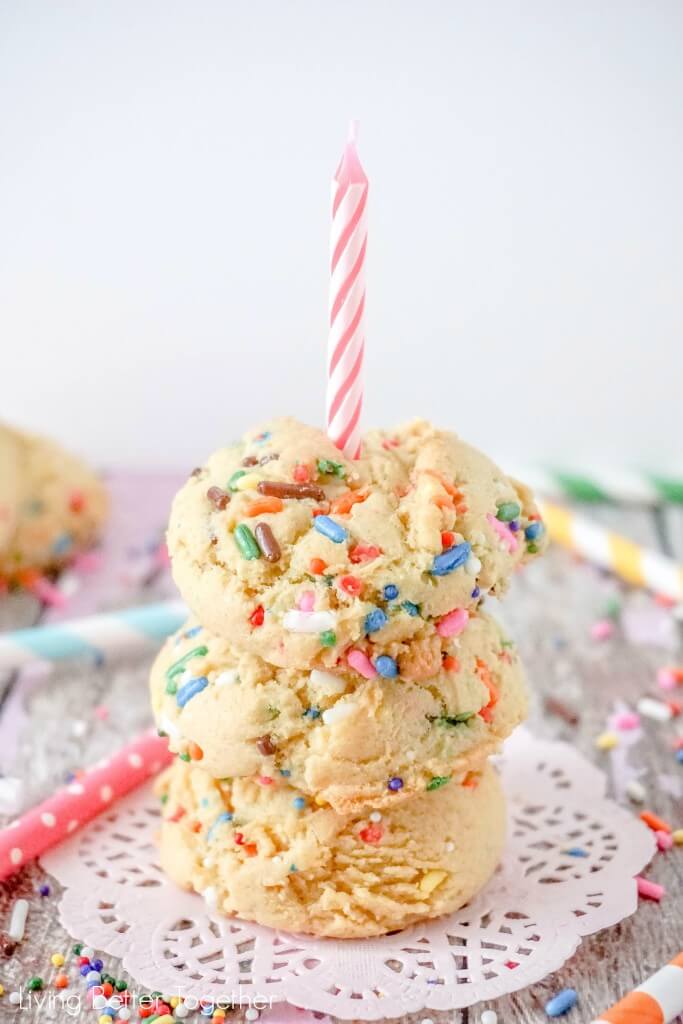 These Birthday Cake Pudding Cookies are sweet, chewy and loaded up with sprinkles. Tempting vanilla makes them the perfect alternative to cake, or you know, have both! I did!