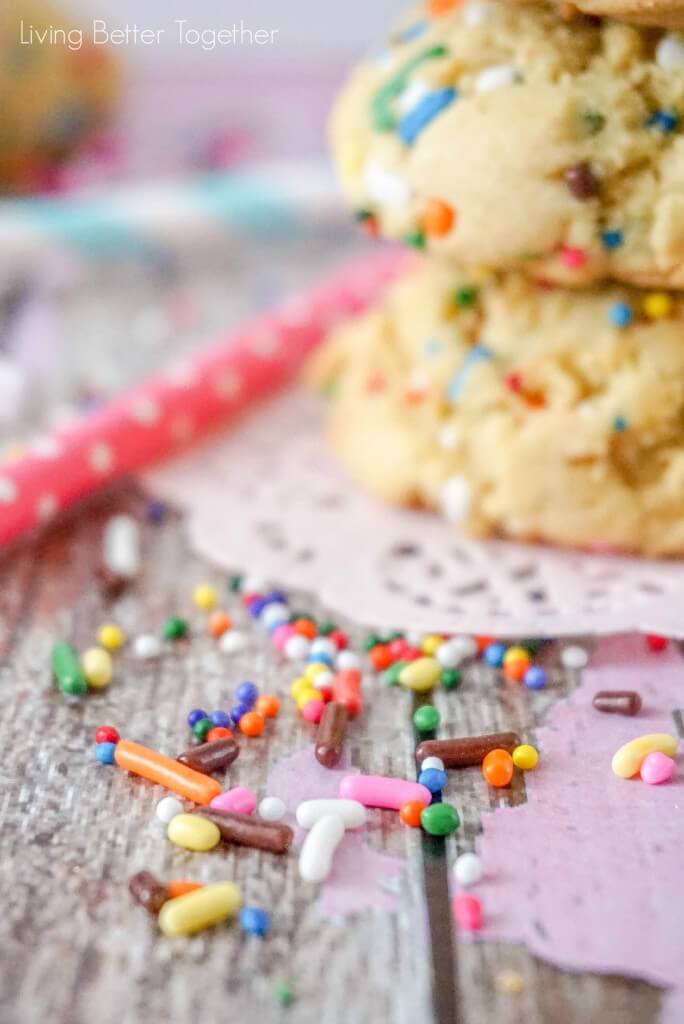 These Birthday Cake Pudding Cookies are sweet, chewy and loaded up with sprinkles. Tempting vanilla makes them the perfect alternative to cake, or you know, have both! I did!