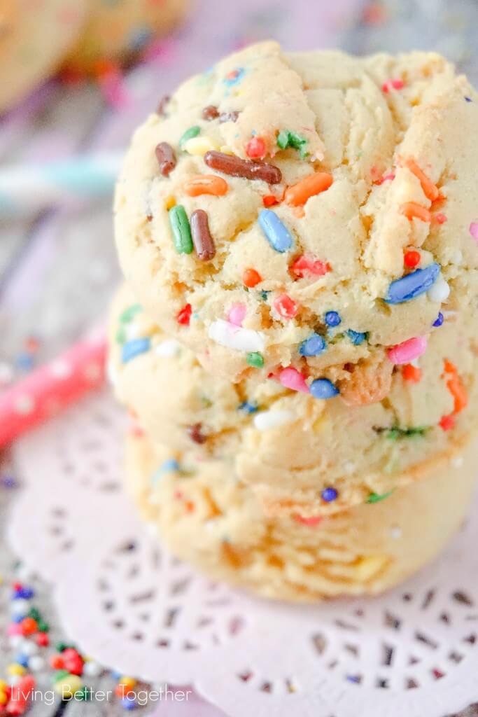 These Birthday Cake Pudding Cookies are sweet, chewy and loaded up with sprinkles. Tempting vanilla makes them the perfect alternative to cake, or you know, have both! I did!