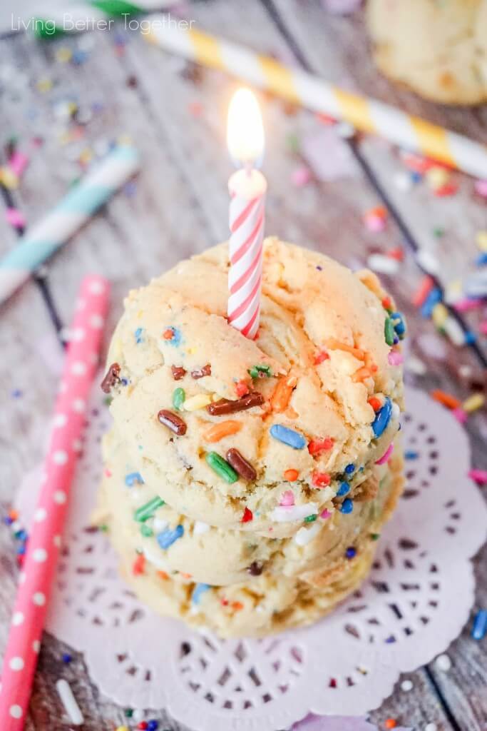 These Birthday Cake Pudding Cookies are sweet, chewy and loaded up with sprinkles. Tempting vanilla makes them the perfect alternative to cake, or you know, have both! I did!