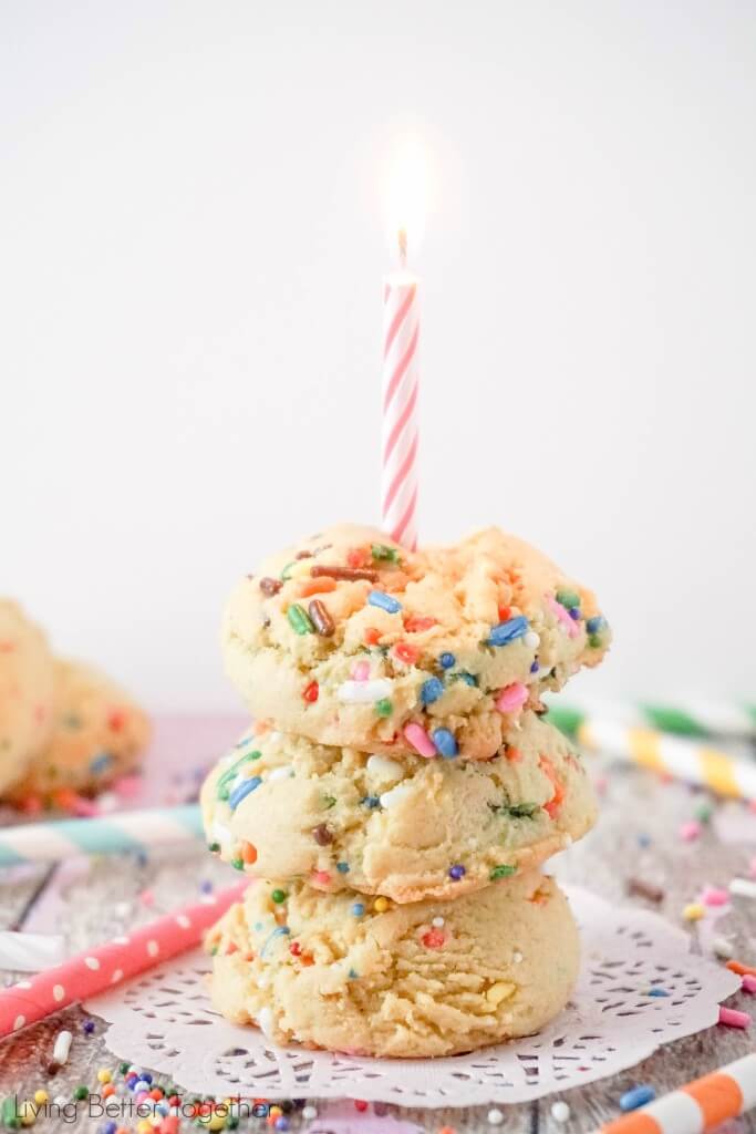 These Birthday Cake Pudding Cookies are sweet, chewy and loaded up with sprinkles. Tempting vanilla makes them the perfect alternative to cake, or you know, have both! I did!