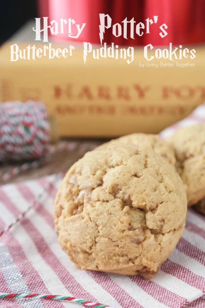These Harry Potter inspired Butterbeer Pudding Cookies are a sweet old fashioned blend of vanilla and butterscotch loaded up with toffee bits. Baked to perfection with a soft chewy center and a lightly crisp shell, they won't last long!
