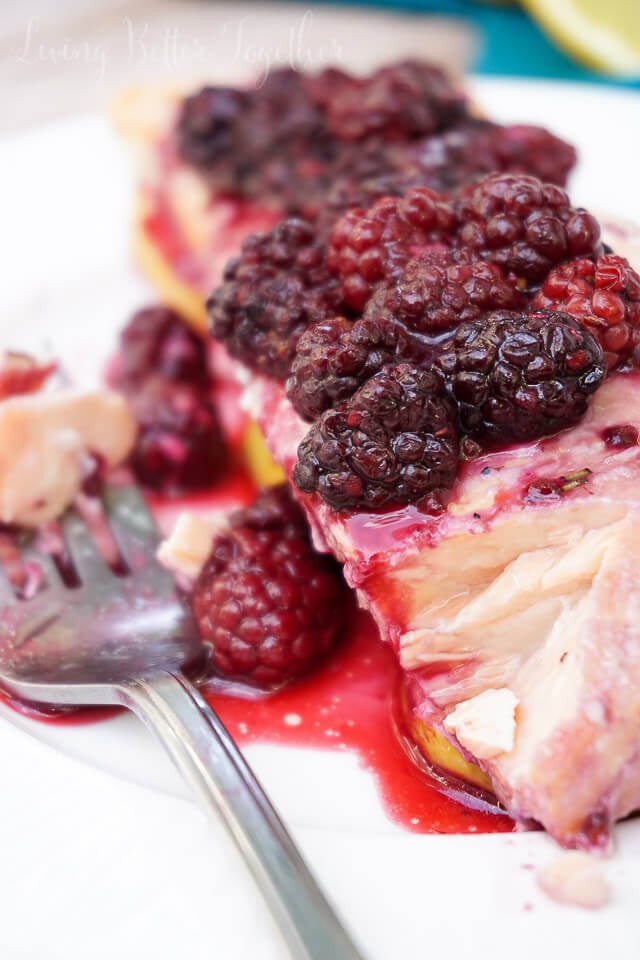 This gorgeous Blackberry Lemon Salmon is a light and flaky dinner recipe that's baked to perfection in just 30 minutes!