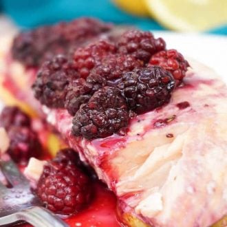 This gorgeous Blackberry Lemon Salmon is baked to perfection in just 30 minutes!