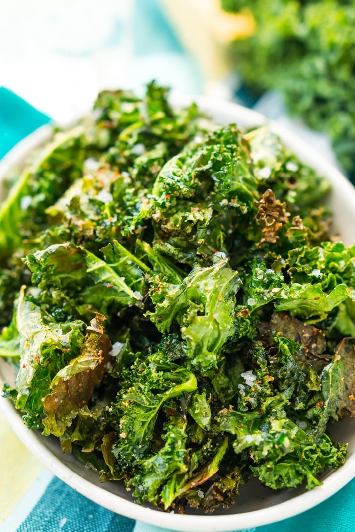 Kale Chips are easy, healthy, and addictive! You'll love this simple, crunchy snack that's loaded with delicious flavor and nutrients! Only 50 calories and 1 Weight Watchers Smart Point per serving! 