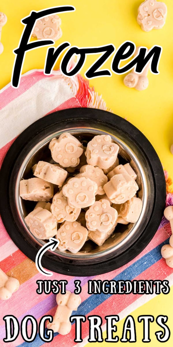 These Peanut Butter & Banana Frozen Dog Treats are the perfect treat for the pups when the days are hot! Just three ingredients and 10 minutes to make! via @sugarandsoulco