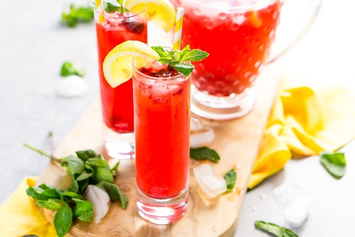 This Sparkling Raspberry Lemonade is a delicious and refreshing fruity drink that's made with raspberries, lemons, simple syrup, and club soda.