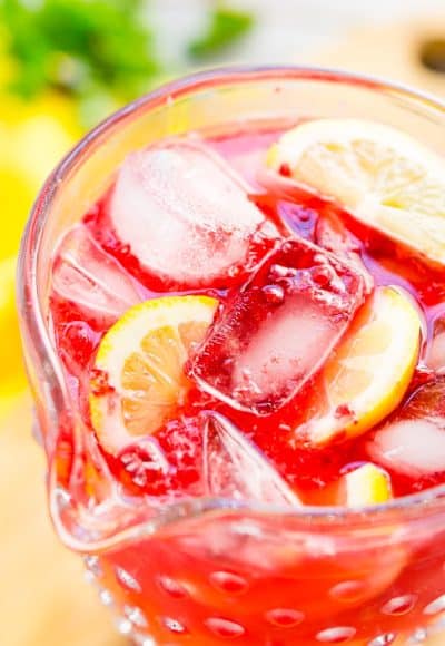 This Sparkling Raspberry Lemonade is a delicious and refreshing fruity drink that's made with raspberries, lemons, simple syrup, and club soda.