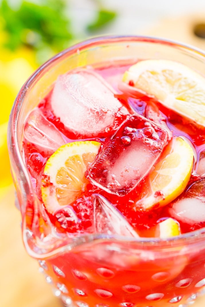 This Sparkling Raspberry Lemonade is a delicious and refreshing fruity drink that's made with raspberries, lemons, simple syrup, and club soda.
