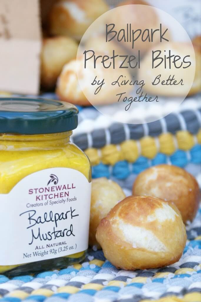 Three Pretzel bites and a Jar of Ballpark Mustard