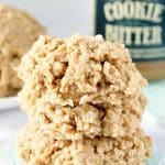 These Cookie Butter No Bake Cookies are a fun twist on the classic recipe we all grew up with! Made with delicious cookie spread, butter, sugar, and oatmeal!