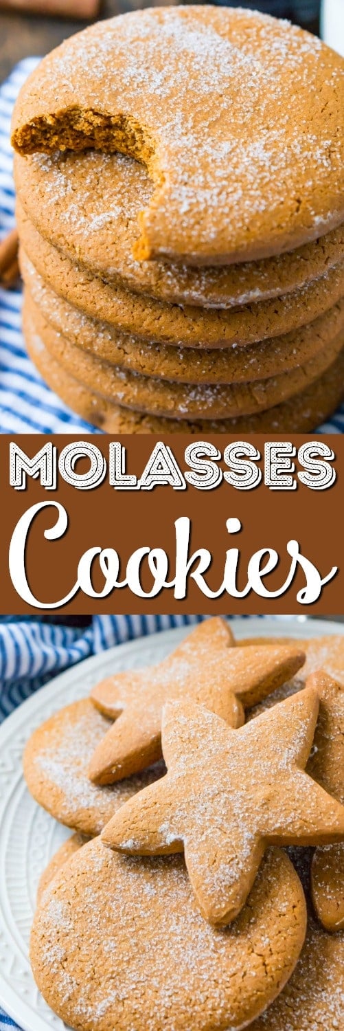 These Molasses Cookies are a simple and old-fashioned dessert recipe made with thick molasses, spices, and sugar. A classic cookies recipe that's actually dairy-free! via @sugarandsoulco