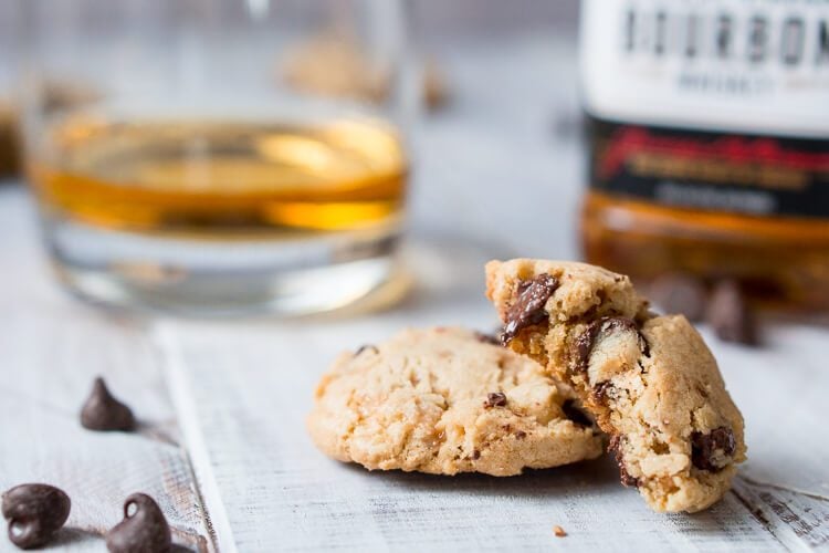 Bourbon Toffee Brown Butter Chocolate Chip Cookies are soft and chewy chocolate chip cookies laced with toffee, bourbon, and nutty brown butter accents.