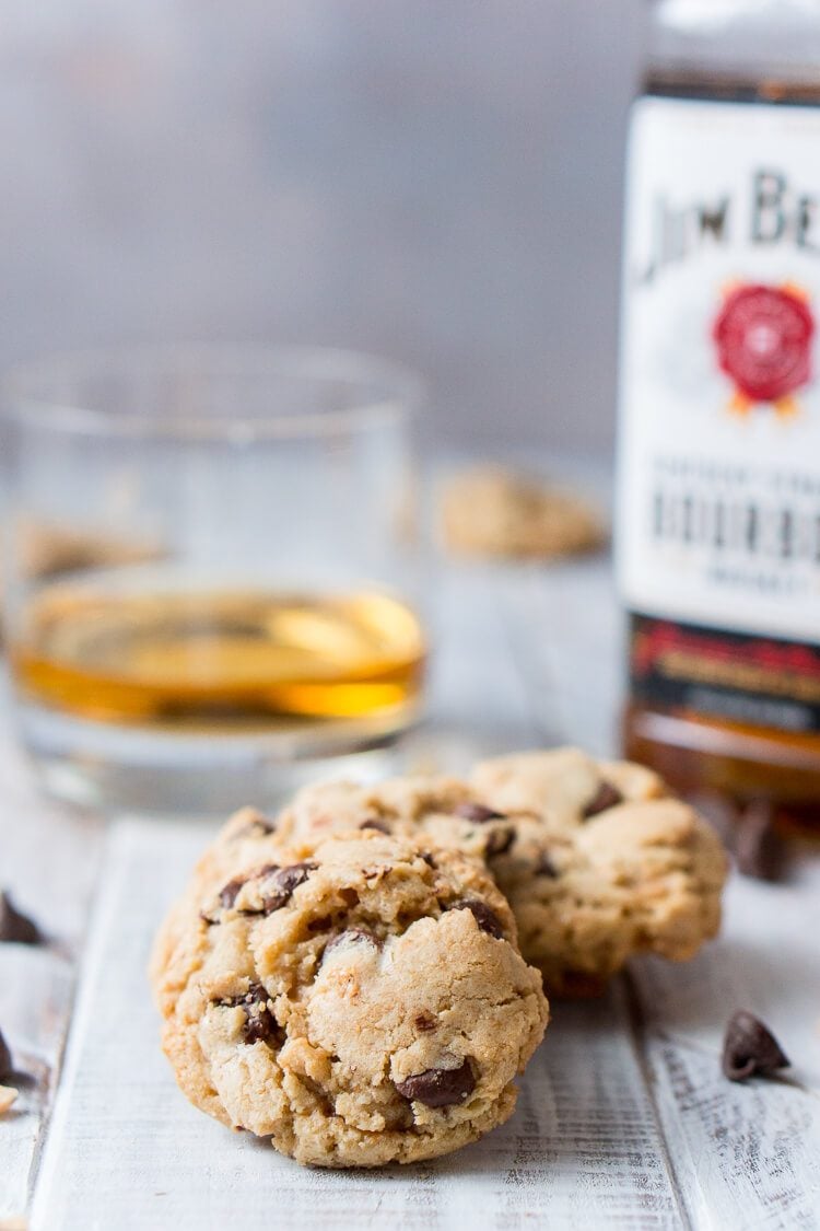 Bourbon Toffee Brown Butter Chocolate Chip Cookies are soft and chewy chocolate chip cookies laced with toffee, bourbon, and nutty brown butter accents.