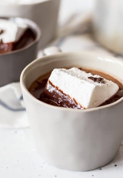 Homemade Marshmallows are the perfect way to dress up rich hot chocolate during the winter months. Package them up as gifts, or dip them in caramel and chocolate at the fondue bar!