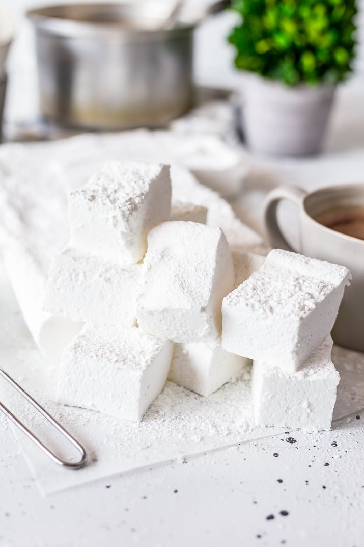 Homemade Marshmallows are the perfect way to dress up rich hot chocolate during the winter months. Package them up as gifts, or dip them in caramel and chocolate at the fondue bar!