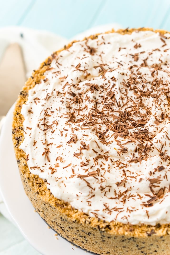 Banoffee Pie with whipped cream and chocolate shavings