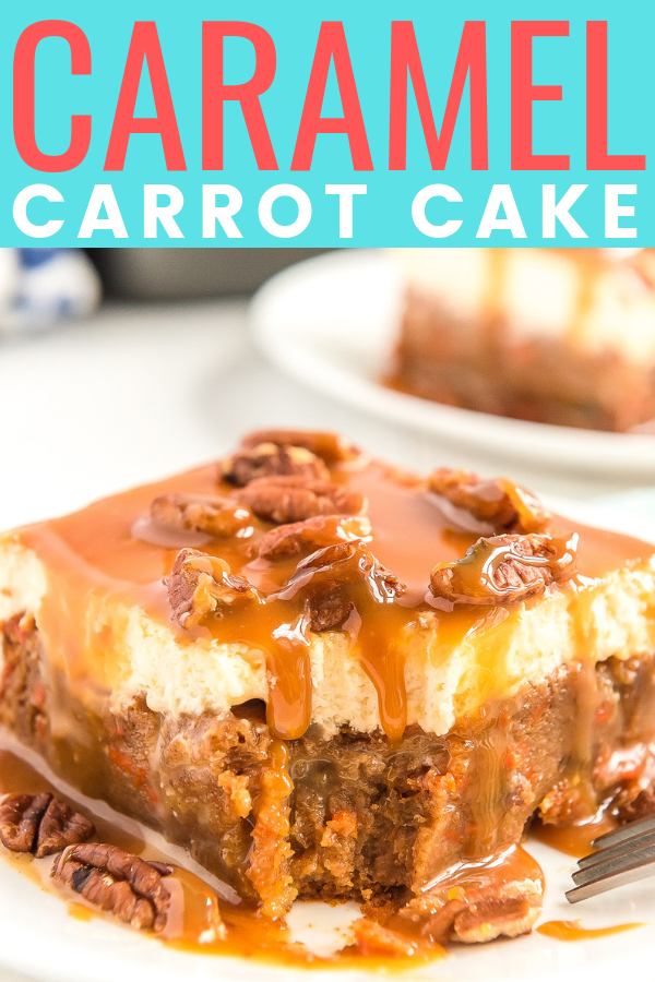 This Sea Salt Caramel Carrot Cake Poke Cake is so sweet and delicious, you'll never want any other carrot cake again! Baked to perfection and saturated in sweetened condensed milk, then topped with a fluffy frosting and drenched in caramel sauce. via @sugarandsoulco