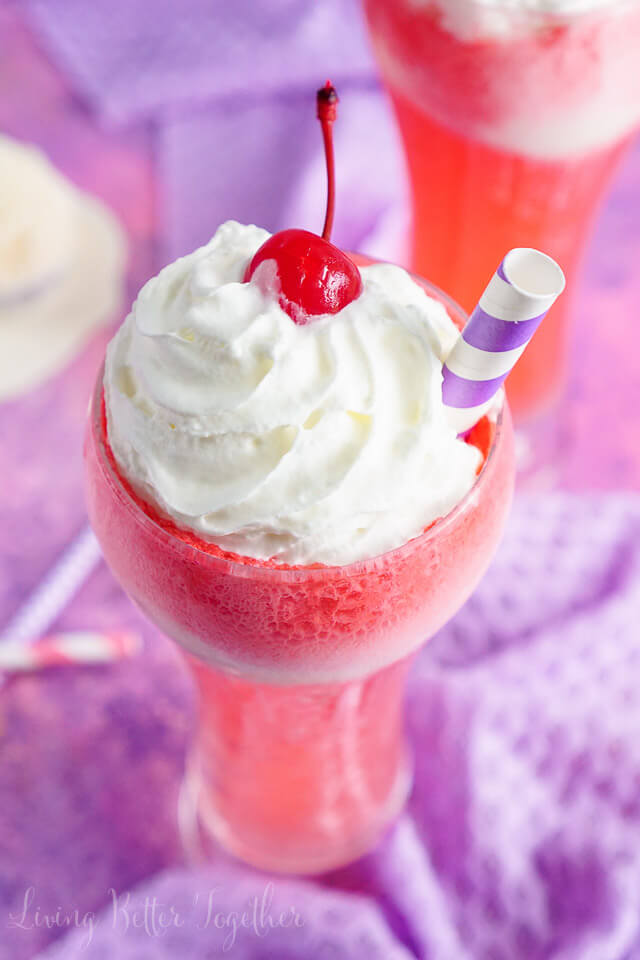 This Shirley Temple Float is a great summer twist on the classic cherry and soda beverage!