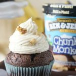 Chunky Monkey Cupcake with pint of Same Ice cream in the background