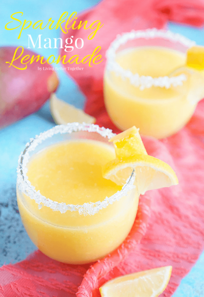 This Sparkling Mango Lemonade is a refreshing and delightful sparkling pulpy lemonade made with mangoes and agave.