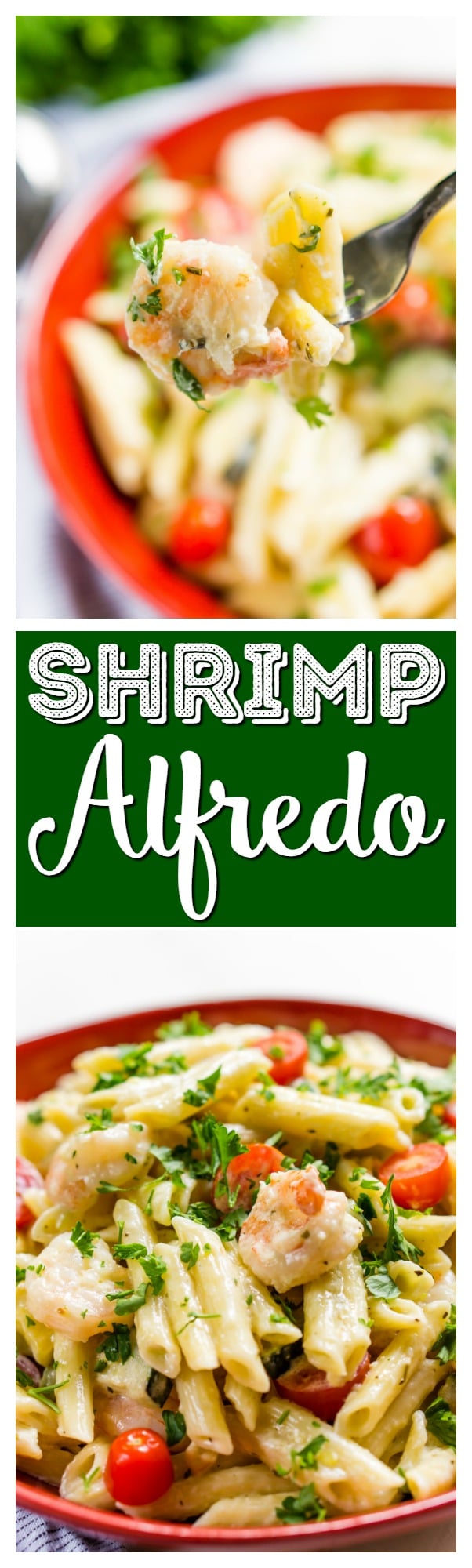 This Shrimp Alfredo is loaded with delicious shrimp, fresh veggies, and a creamy alfredo sauce that will have the whole family running to the table! Serve it up with the pasta of your choice! via @sugarandsoulco