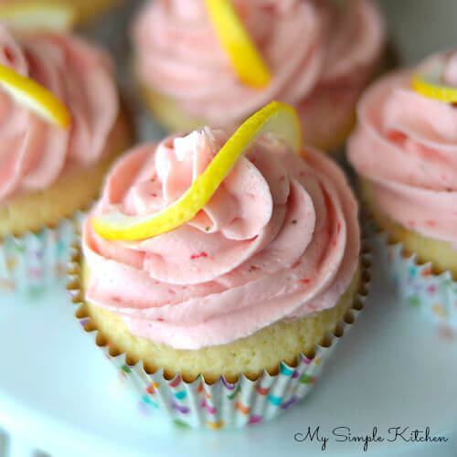 Lemon Cupcakes with Strawberry Buttercream
