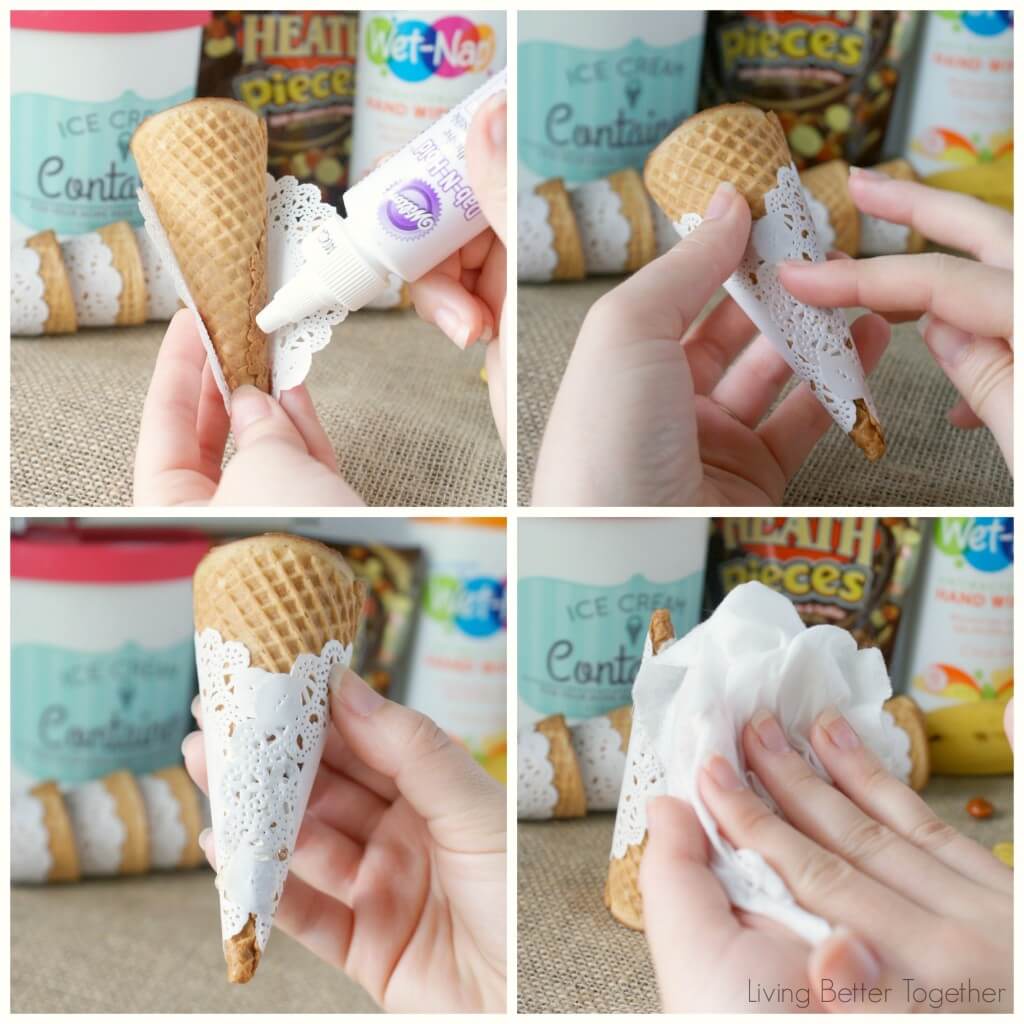 Doily Wrapped Ice Cream Cones | Living Better Together #PMedia #ad #showusyourmess