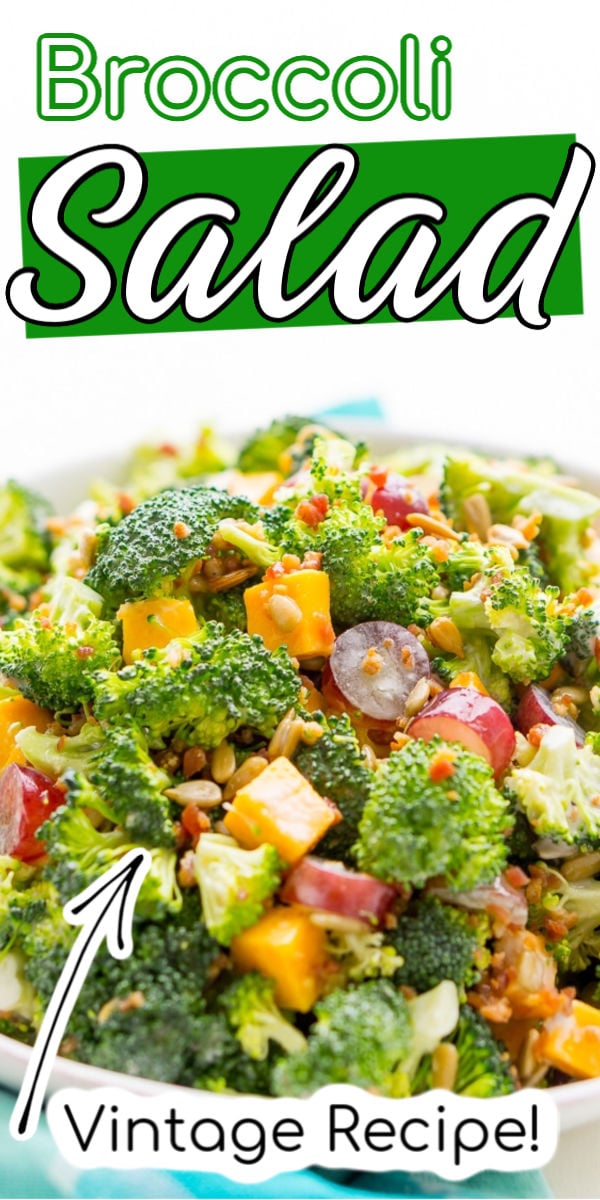 This Broccoli Salad is an easy, crunchy, and lightly sweetened side salad that's perfect for BBQs and more! Made with fresh broccoli, grapes, cheese, sunflower seeds, bacon, and a delightful dressing! via @sugarandsoulco