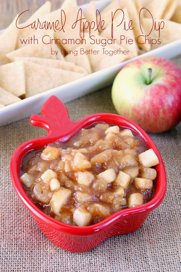 Caramel Apple Pie Dip with Cinnamon Sugar Pie Chips
