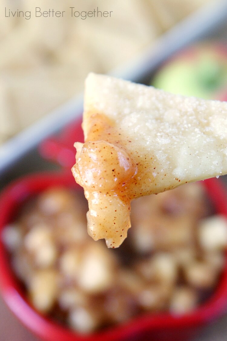 Caramel Apple Pie Dip with Cinnamon Sugar Pie Chips