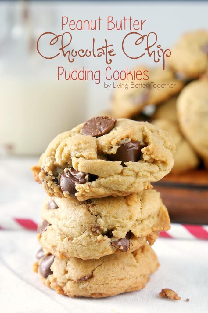 Peanut Butter Chocolate Chip Pudding Cookies | Living Better Together