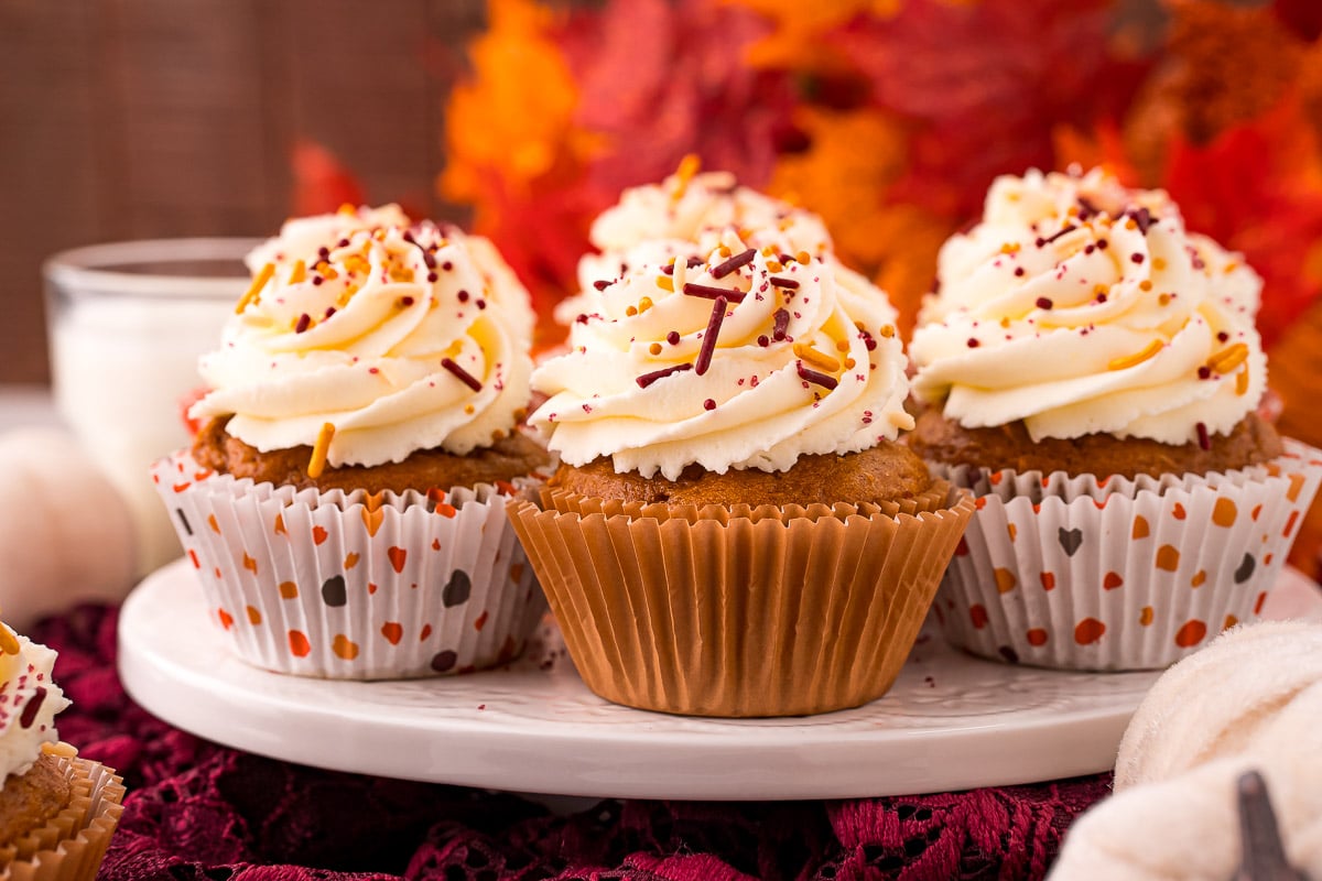 Pumpkin Cupcakes with Cheesecake Frosting