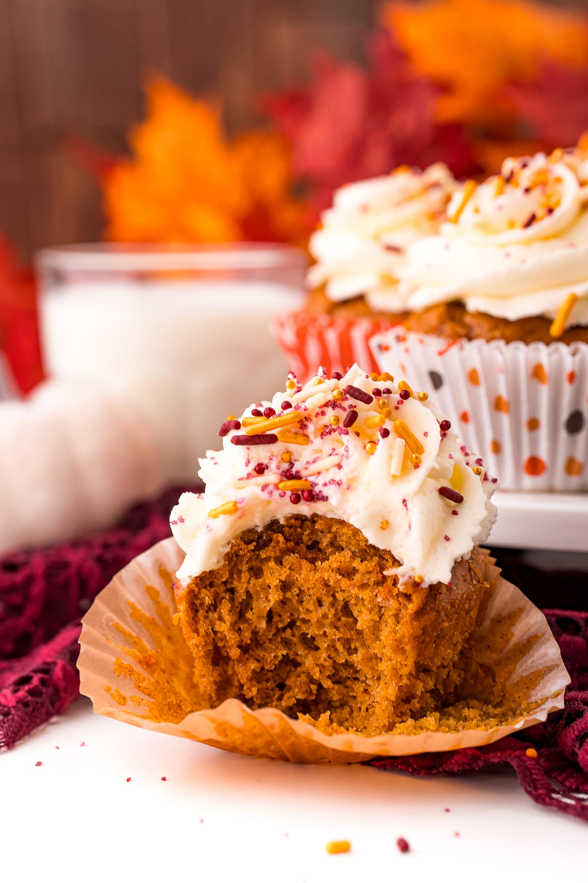 Pumpkin Cupcakes with Cheesecake Frosting | Sugar and Soul