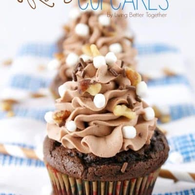 Inspired by the famous Ice Cream, these Rocky Road Cupcakes are loaded with chocolate, walnuts, and marshmallows!