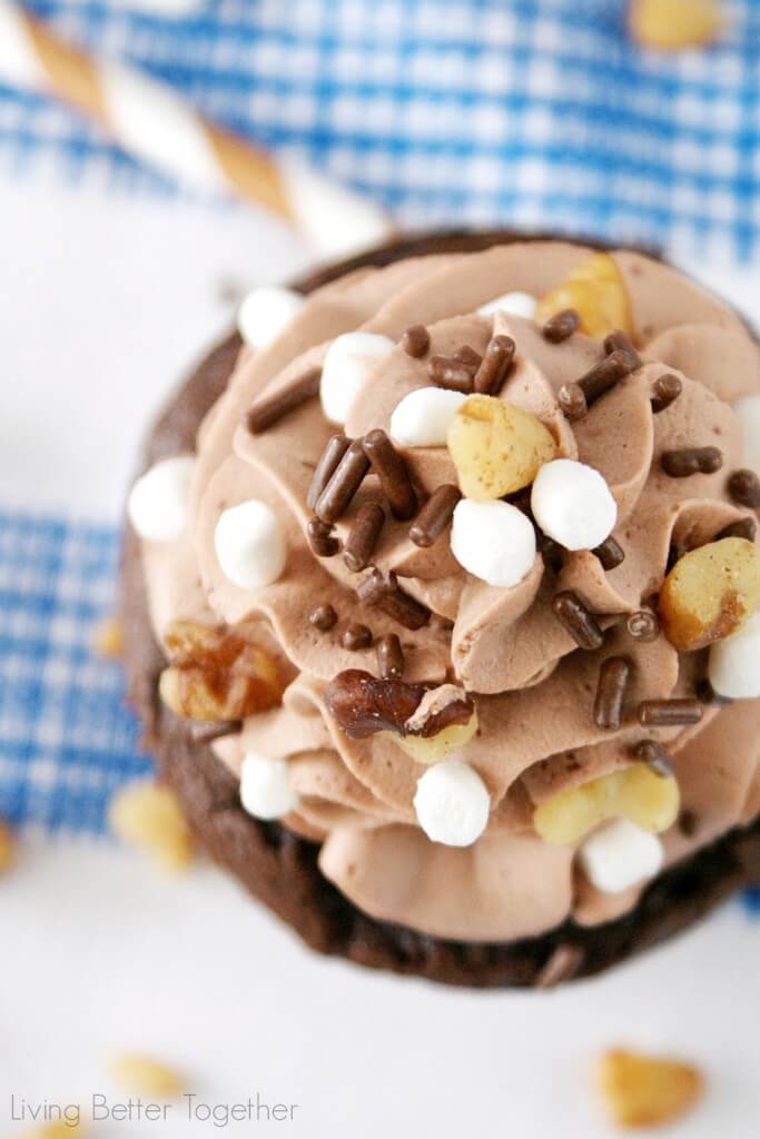 Inspired by the famous Ice Cream, these Rocky Road Cupcakes are loaded with chocolate, walnuts, and marshmallows!