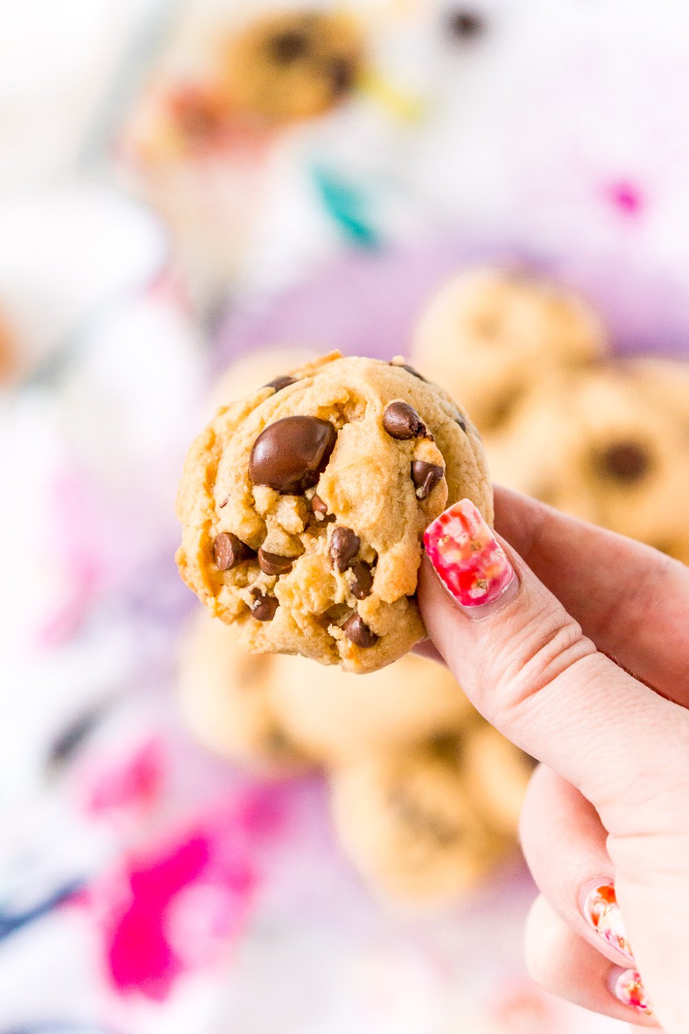 Woman's hand holding a Peanut Butter Chocolate Chip Cookie