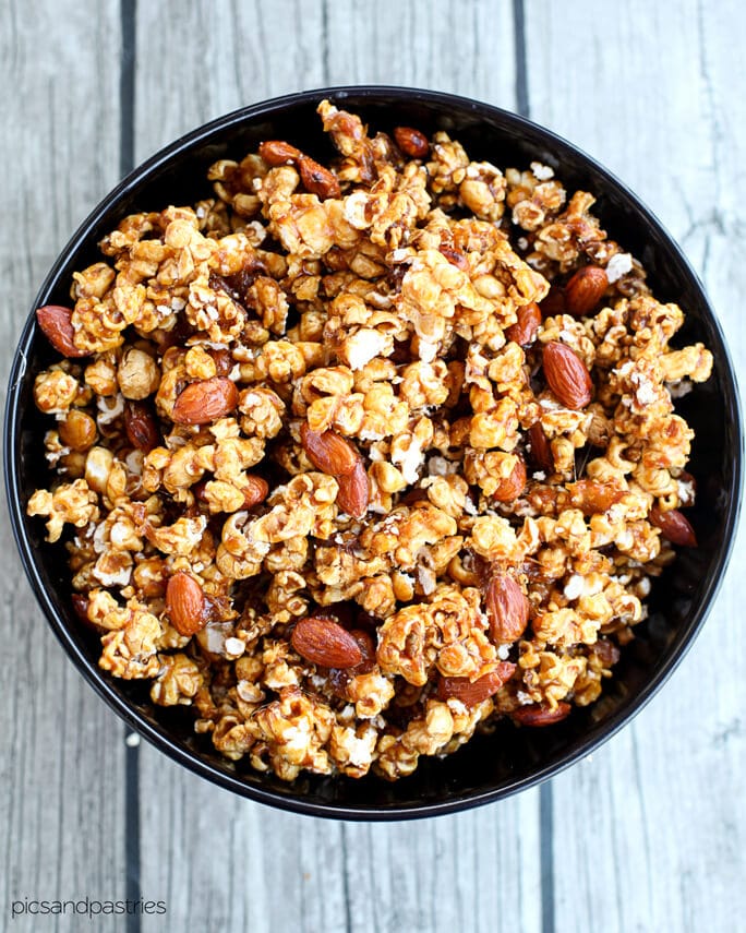 Spiced Caramel Popcorn and Nut Mix