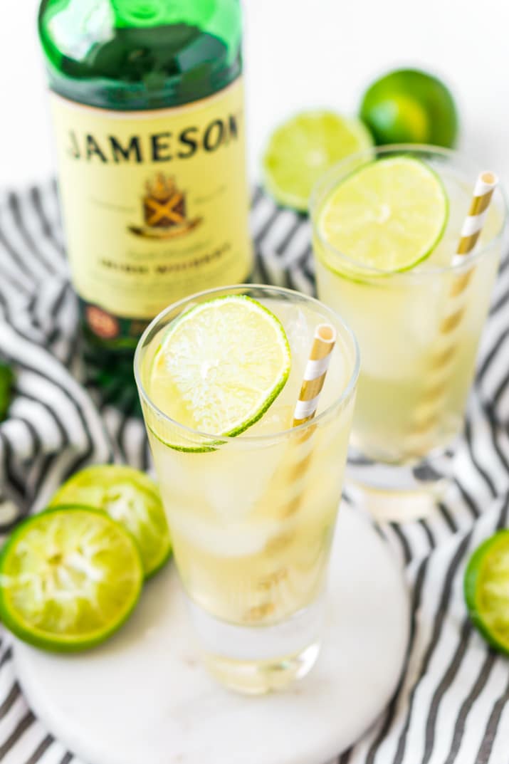 An irish mule cocktail in a glass on a white coaster.