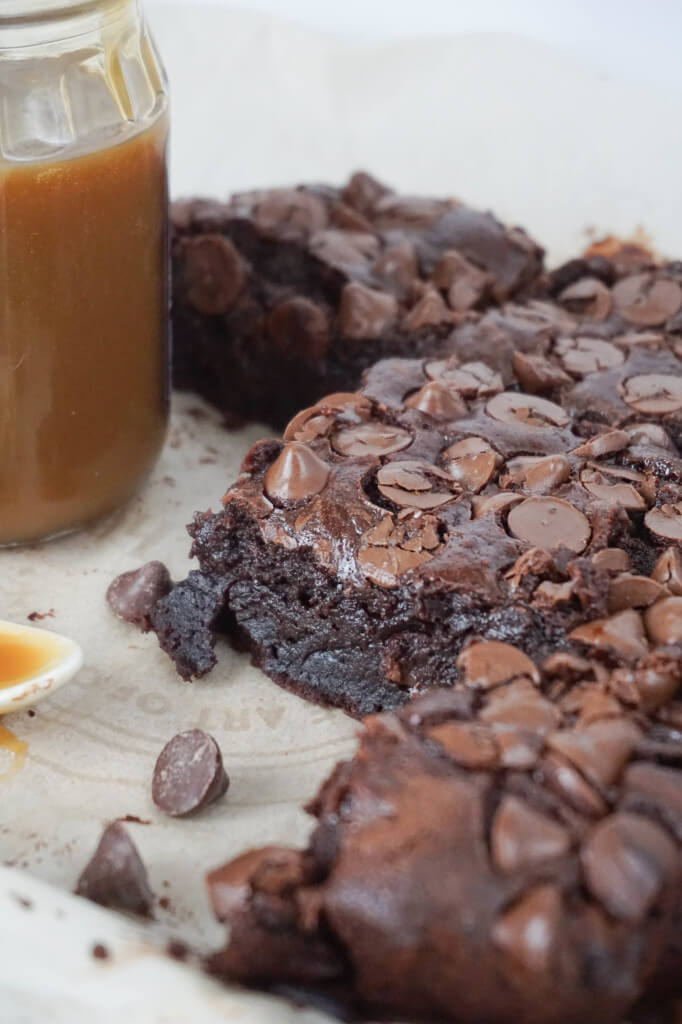 Loaded OnePot Caramel Fudge Brownies