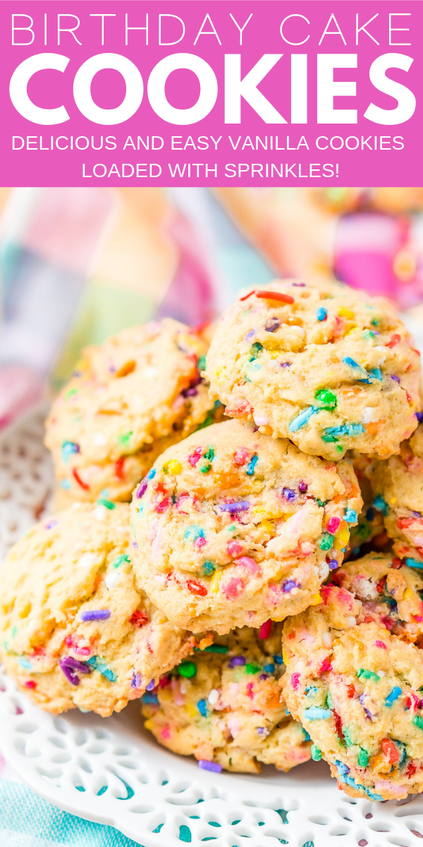 These Birthday Cake Pudding Cookies are sweet, chewy and loaded up with sprinkles. Tempting vanilla makes them the perfect alternative to cake, or you know, have both! I did!