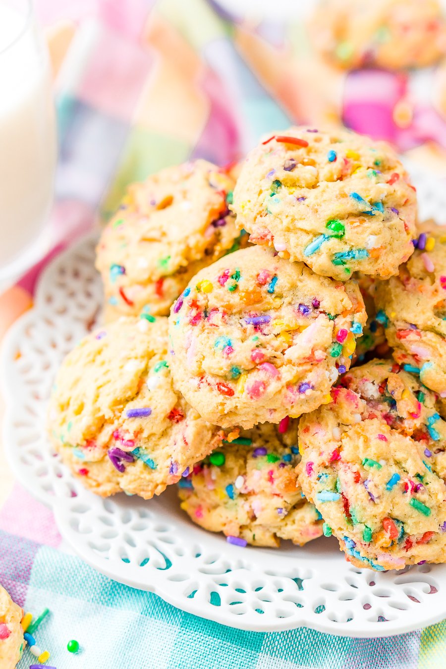 These Birthday Cake Pudding Cookies are sweet, chewy and loaded up with sprinkles. Tempting vanilla makes them the perfect alternative to cake, or you know, have both! I did!