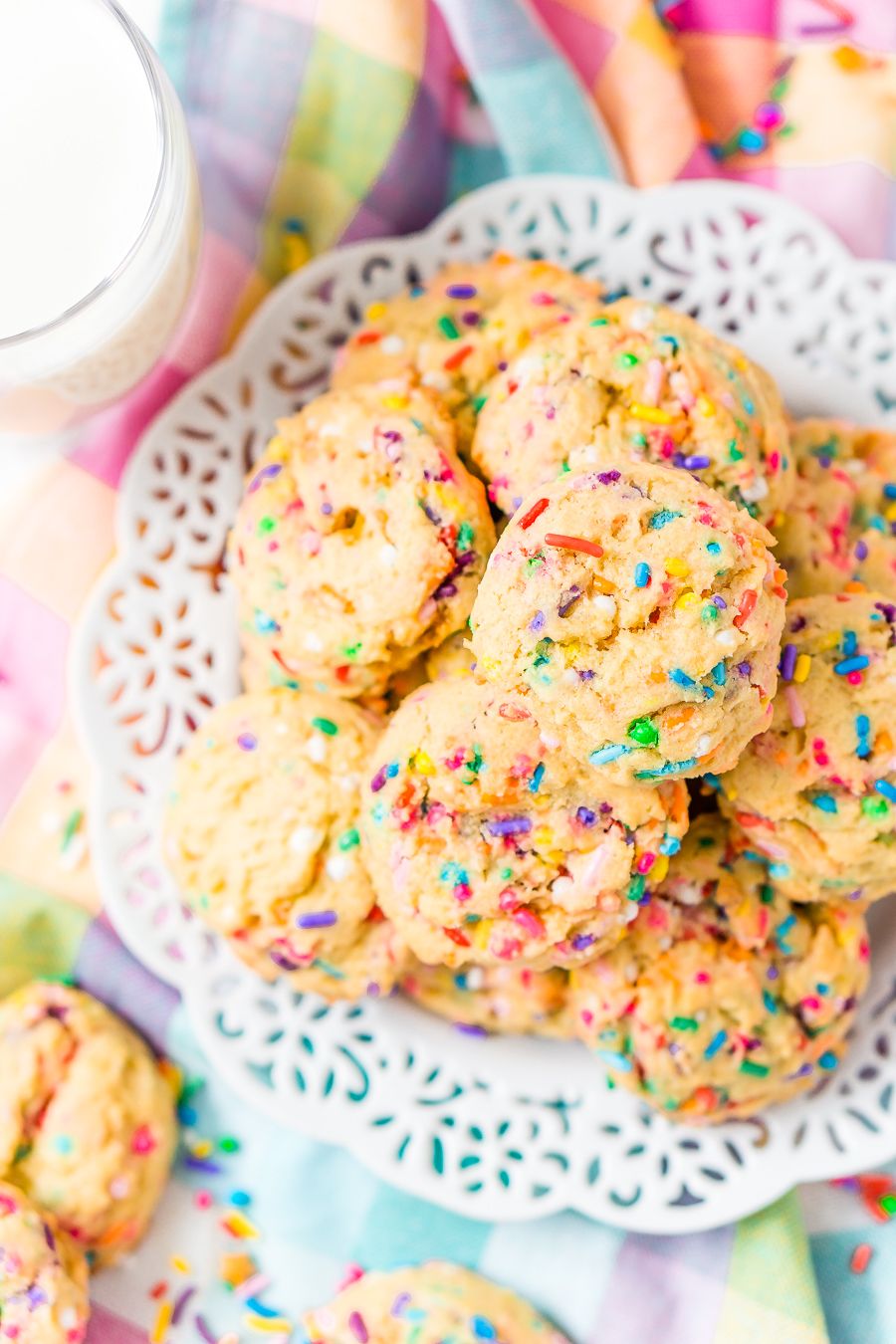 These Birthday Cake Pudding Cookies are sweet, chewy and loaded up with sprinkles. Tempting vanilla makes them the perfect alternative to cake, or you know, have both! I did!