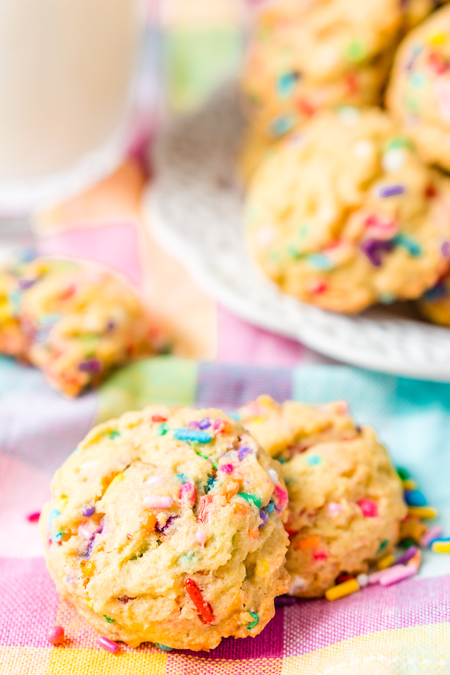 These Birthday Cake Pudding Cookies are sweet, chewy and loaded up with sprinkles. Tempting vanilla makes them the perfect alternative to cake, or you know, have both! I did!