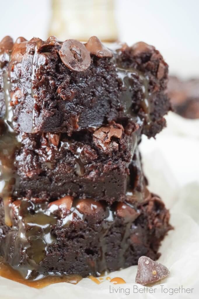 These One-Pot Caramel Fudge Brownies are loaded with Nestle Toll House DelightFulls Milk Chocolate Morsels with Caramel Filling, rippled with caramel sauce and drenched in a little more, you know, because that's the way I roll.