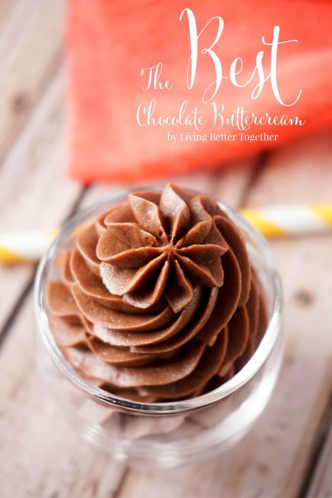 The BEST Chocolate Buttercream recipe made with chocolate liqueur and whipped to perfection. It's a must for topping cakes and cupcakes or simply licking from the bowl.