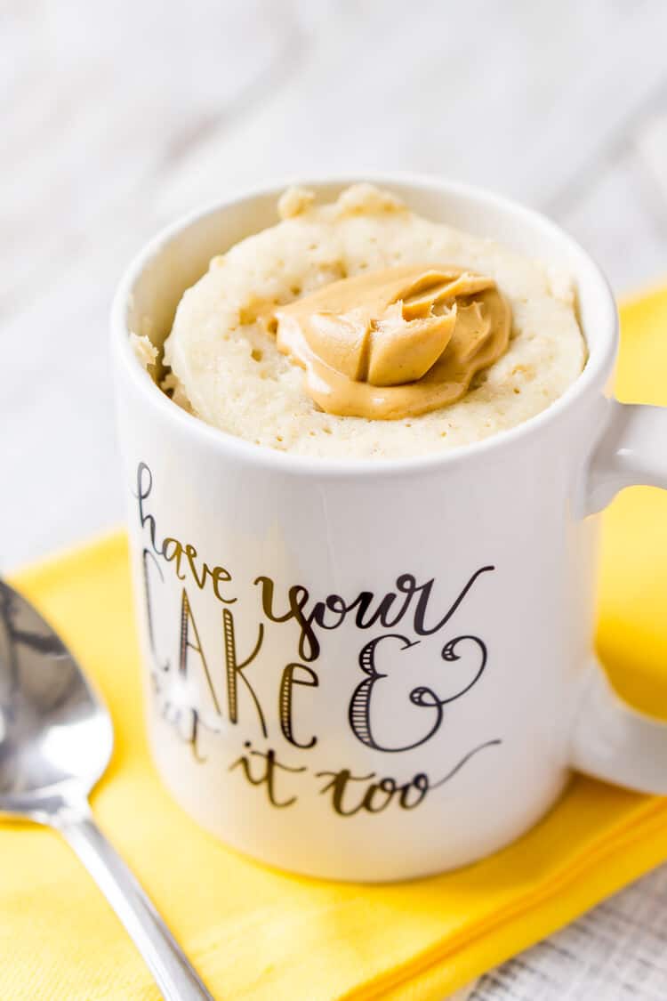 This Peanut Butter & Oatmeal Mug Cake is a simple and fast, sweet and salty fix for dessert or breakfast, it's ready in just 5 minutes!