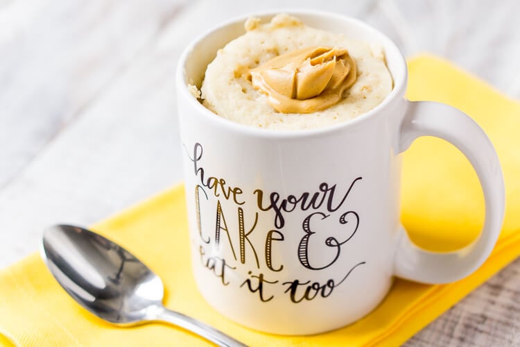 This Peanut Butter & Oatmeal Mug Cake is a simple and fast, sweet and salty fix for dessert or breakfast, it's ready in just 5 minutes!